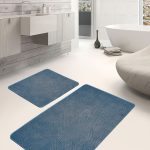 2'li Set Bej Zeminde Çerçeveli Motifli Mermer Desenli Geometrik Vintage  2'li Banyo & Mutfak Paspas Takımı Realhomes