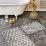 2'li Set Kanvas Zeminde Modern Sanat Motifli Düğüm Desenli Modern Klasik  2'li Banyo & Mutfak Paspas Takımı Realhomes