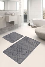 - PaspasTakimi-2li-Set823-Gorsel-4 - Realhomes 2'li Set Füme Zeminde Geometrik Motifli Örme Desenli Geometrik Vintage 2'li Banyo & Mutfak Paspas Takımı Realhomes