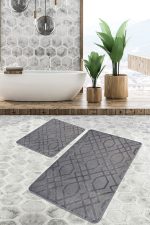 - PaspasTakimi-2li-Set823-Gorsel-5 - Realhomes 2'li Set Füme Zeminde Geometrik Motifli Örme Desenli Geometrik Vintage 2'li Banyo & Mutfak Paspas Takımı Realhomes