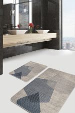 - PaspasTakimi-2li-Set825-Gorsel - Realhomes  2'li Set Krem Zeminde Eskitme Motifli Dokuma Desenli Sade & Şık Klasik  2'li Banyo & Mutfak Paspas Takımı Realhomes