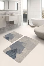 - PaspasTakimi-2li-Set825-Gorsel-2 - Realhomes  2'li Set Krem Zeminde Eskitme Motifli Dokuma Desenli Sade & Şık Klasik  2'li Banyo & Mutfak Paspas Takımı Realhomes