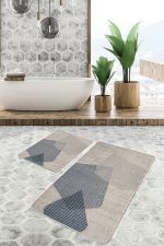 - PaspasTakimi-2li-Set825-Gorsel-4 - Realhomes  2'li Set Krem Zeminde Eskitme Motifli Dokuma Desenli Sade & Şık Klasik  2'li Banyo & Mutfak Paspas Takımı Realhomes