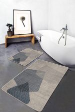 - PaspasTakimi-2li-Set825-Gorsel-5 - Realhomes  2'li Set Krem Zeminde Eskitme Motifli Dokuma Desenli Sade & Şık Klasik  2'li Banyo & Mutfak Paspas Takımı Realhomes