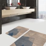 2'li Set Kırmızı Zeminde Geleneksel Motifli Kilim Desenli Geometrik Vintage  2'li Banyo & Mutfak Paspas Takımı Realhomes