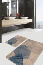 - PaspasTakimi-2li-Set826-Gorsel - Realhomes 2'li Set Bej Zeminde Hasır Motifli Dokuma Desenli Sade & Şık Vintage 2'li Banyo & Mutfak Paspas Takımı Realhomes