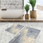 2'li Set Bordo Zeminde İskandinav Motifli Ok Desenli Geometrik Klasik  2'li Banyo & Mutfak Paspas Takımı Realhomes