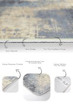 2'li Set Mavi - Krem Zeminde Eskitme Motifli Antik Desenli Eskitme Motifli Vintage  2'li Banyo & Mutfak Paspas Takımı Realhomes