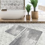 2'li Set Mavi Zeminde Örgü Motifli Eskitme Desenli Eskitme Motifli Vintage  2'li Banyo & Mutfak Paspas Takımı Realhomes