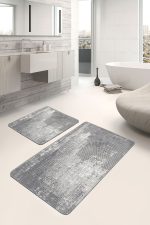 - PaspasTakimi-2li-Set828-Gorsel-5 - Realhomes  2'li Set Gri Zeminde Eskitme Motifli Antik Desenli Eskitme Motifli Vintage  2'li Banyo & Mutfak Paspas Takımı Realhomes