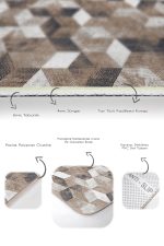 2'li Set Kahverengi Zeminde Eskitme Motifli Geometrik Desenli Geometrik Sade & Şık  2'li Banyo & Mutfak Paspas Takımı Realhomes