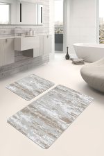 - PaspasTakimi-2li-Set836-Gorsel - Realhomes 2'li Set Gri - Bej Zeminde Eskitme Motifli Eskitme Desenli Eskitme Motifli Klasik 2'li Banyo & Mutfak Paspas Takımı Realhomes