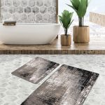 2'li Set Krem - Çok Renkli Zeminde Uşak Motifli Dokuma Halı Desenli Avangarde Vintage  2'li Banyo & Mutfak Paspas Takımı Realhomes