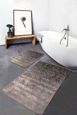 - PaspasTakimi-2li-Set839-Gorsel-1 - Realhomes  2'li Set Kahverengi Zeminde Geometrik Motifli Antik Desenli Sade & Şık Geometrik  2'li Banyo & Mutfak Paspas Takımı Realhomes