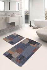 - PaspasTakimi-2li-Set842-Gorsel - Realhomes  2'li Set Çok Renkli Zeminde Dokuma Halı Motifli Patchwork Desenli Geometrik Sade & Şık  2'li Banyo & Mutfak Paspas Takımı Realhomes