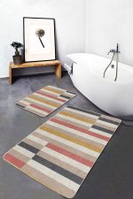 - PaspasTakimi-2li-Set846-Gorsel-1 - Realhomes  2'li Set Çok Renkli Zeminde Patchwork Motifli Kilim Desenli Geometrik Sade & Şık  2'li Banyo & Mutfak Paspas Takımı Realhomes