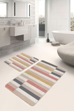 - PaspasTakimi-2li-Set846-Gorsel-5 - Realhomes  2'li Set Çok Renkli Zeminde Patchwork Motifli Kilim Desenli Geometrik Sade & Şık  2'li Banyo & Mutfak Paspas Takımı Realhomes