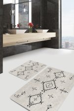 - PaspasTakimi-2li-Set850-Gorsel-5 - Realhomes  2'li Set Bej Zeminde Bohem Motifli Kilim Desenli Etnik Motifler Sade & Şık  2'li Banyo & Mutfak Paspas Takımı Realhomes