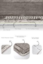 2'li Set Kahverengi Zeminde Çerçeveli Motifli Eskitme Desenli Klasik Eskitme Motifli  2'li Banyo & Mutfak Paspas Takımı Realhomes