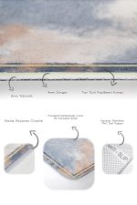 2'li Set Çok Renkli Zeminde Çerçeve Motifli Boyama Desenli Geometrik Sade & Şık  2'li Banyo & Mutfak Paspas Takımı Realhomes