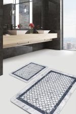 - PaspasTakimi-2li-Set868-Gorsel - Realhomes  2'li Set Gri Zeminde Çerçeveli Motifli Geometrik Desenli Geometrik Sade & Şık  2'li Banyo & Mutfak Paspas Takımı Realhomes