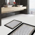 2'li Set Gri Zeminde Karakalem Motifli Kanvas Desenli Vintage Klasik  2'li Banyo & Mutfak Paspas Takımı Realhomes