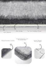 - PaspasTakimi-2li-Set879-Gorsel-3 - Realhomes 2'li Set Siyah - Gri Zeminde Çerçeveli Motifli Eskitme Desenli Eskitme Motifli Vintage 2'li Banyo & Mutfak Paspas Takımı Realhomes