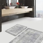 2'li Set Turuncu Zeminde Geleneksel Motifli İskandinav Desenli Geometrik Klasik  2'li Banyo & Mutfak Paspas Takımı Realhomes