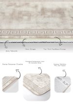 - PaspasTakimi-2li-Set883-Gorsel-3 - Realhomes  2'li Set Krem - Bej Zeminde Çerçeveli Motifli Antik Desenli Eskitme Motifli Geometrik  2'li Banyo & Mutfak Paspas Takımı Realhomes