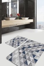 - PaspasTakimi-2li-Set885-Gorsel-5 - Realhomes  2'li Set Mavi - Gri Zeminde Geometrik Motifli Antik Desenli Geometrik Eskitme Motifli  2'li Banyo & Mutfak Paspas Takımı Realhomes