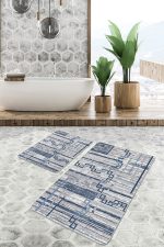 - PaspasTakimi-2li-Set886-Gorsel-1 - Realhomes  2'li Set Mavi - Gri Zeminde Geometrik Motifli Eskitme Desenli Geometrik Eskitme Motifli  2'li Banyo & Mutfak Paspas Takımı Realhomes