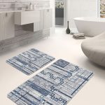 2'li Set Kahverengi Zeminde Geometrik Motifli Modern Desenli Geometrik Klasik  2'li Banyo & Mutfak Paspas Takımı Realhomes