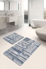 - PaspasTakimi-2li-Set886-Gorsel - Realhomes  2'li Set Mavi - Gri Zeminde Geometrik Motifli Eskitme Desenli Geometrik Eskitme Motifli  2'li Banyo & Mutfak Paspas Takımı Realhomes