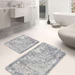 2'li Set Krem Zeminde Hereke Motifli Etnik Desenli Avangarde Etnik Motifler  2'li Banyo & Mutfak Paspas Takımı Realhomes