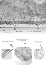 2'li Set Gri Zeminde Eskitme Motifli Retro Desenli Eskitme Motifli Vintage  2'li Banyo & Mutfak Paspas Takımı Realhomes