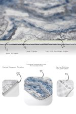 2'li Set Mavi Zeminde Eskitme Motifli Antik Desenli Eskitme Motifli Vintage  2'li Banyo & Mutfak Paspas Takımı Realhomes