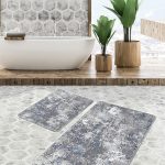 2'li Set Kırmızı Zeminde Kilim Motifli İran Desenli Eskitme Motifli Avangarde  2'li Banyo & Mutfak Paspas Takımı Realhomes