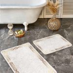 2'li Set Açık Mavi Zeminde Renkli Motifli Geometrik Desenli Geometrik Klasik  2'li Banyo & Mutfak Paspas Takımı Realhomes