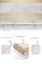 2'li Set Gold Zeminde Gold Motifli Klasik Desenli Geometrik Sade & Şık  2'li Banyo & Mutfak Paspas Takımı Realhomes