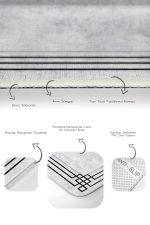 - PaspasTakimi-2li-Set897-Gorsel-3 - Realhomes 2'li Set Gri - Siyah Zeminde Çerçeveli Motifli Klasik Desenli Geometrik Sade & Şık 2'li Banyo & Mutfak Paspas Takımı Realhomes