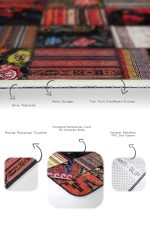 - PaspasTakimi-2li-Set898-Gorsel-3 - Realhomes 2'li Set Siyah - Kırmızı Zeminde Patchwork Motifli Etnik Desenli Vintage Etnik Motifler 2'li Banyo & Mutfak Paspas Takımı Realhomes