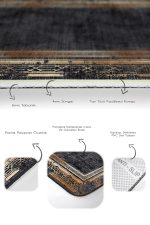 - PaspasTakimi-2li-Set899-Gorsel-3 - Realhomes  2'li Set Siyah - Gold Zeminde Çerçeveli Motifli Eskitme Desenli Eskitme Motifli Vintage  2'li Banyo & Mutfak Paspas Takımı Realhomes