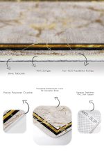 - PaspasTakimi-2li-Set901-Gorsel-3 - Realhomes 2'li Set Gold - Krem Zeminde Çerçeveli Motifli Mermer Desenli Sade & Şık Geometrik 2'li Banyo & Mutfak Paspas Takımı Realhomes