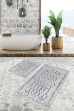 - PaspasTakimi-2li-Set903-Gorsel-5 - Realhomes 2'li Set Gri Zeminde Bohem Motifli Etnik Desenli Vintage Etnik Motifler 2'li Banyo & Mutfak Paspas Takımı Realhomes