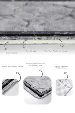 2'li Set Siyah - Gri Zeminde Çerçeveli Motifli Mermer Desenli Geometrik Eskitme Motifli  2'li Banyo & Mutfak Paspas Takımı Realhomes