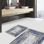 2'li Set Siyah Zeminde Vintage Motifli Geleneksel Desenli Vintage Etnik Motifler  2'li Banyo & Mutfak Paspas Takımı Realhomes