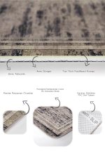 2'li Set Kahverengi - Krem Zeminde Çerçeveli Motifli Eskitme Desenli Eskitme Motifli Vintage  2'li Banyo & Mutfak Paspas Takımı Realhomes