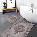 2'li Set Yeşil Zeminde Göbekli Halı Motifli Pers Desenli Eskitme Motifli Vintage  2'li Banyo & Mutfak Paspas Takımı Realhomes