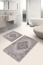 - PaspasTakimi-2li-Set913-Gorsel-4 - Realhomes 2'li Set Bej Zeminde Göbekli Halı Motifli Hereke Desenli Vintage Avangarde 2'li Banyo & Mutfak Paspas Takımı Realhomes