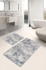 2'li Set Bej Zeminde Antik Motifli Eskitme Desenli Eskitme Motifli Vintage  2'li Banyo & Mutfak Paspas Takımı Realhomes